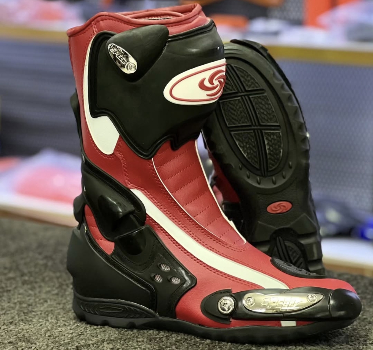 بوت ریس برند Speed مدل Motorcycle Racing Boots کفه ضد لغزش